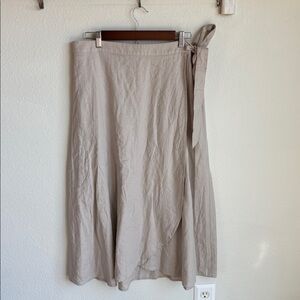 J. CREW Women’s Skirt Pull On Midi Linen Faux Wrap Skirt 12